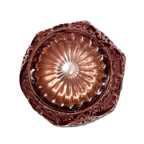 Vintage L.E. Smith Quintec Sawtooth Pink Glass Bowl - Picture 3 of 7